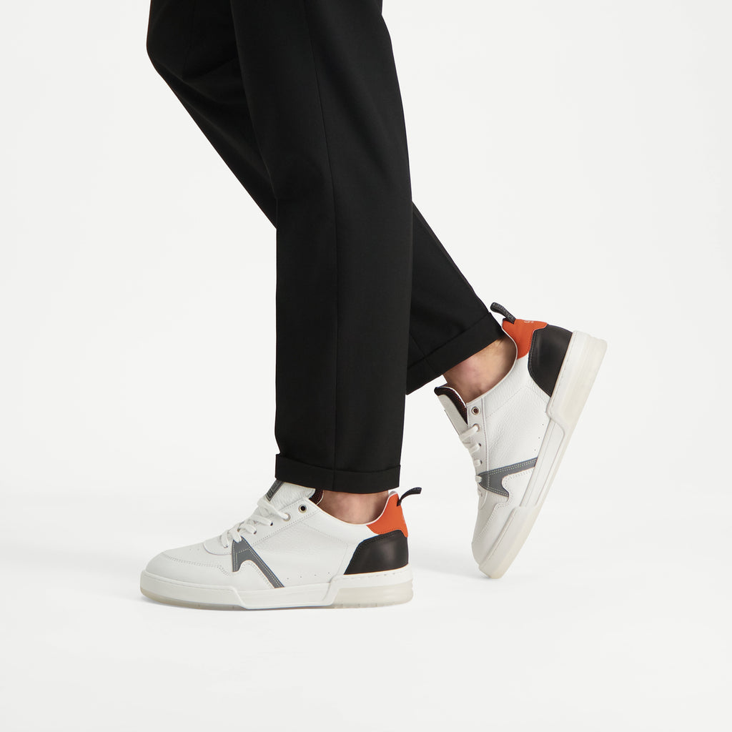 Kean-M White and Orange Sneakers